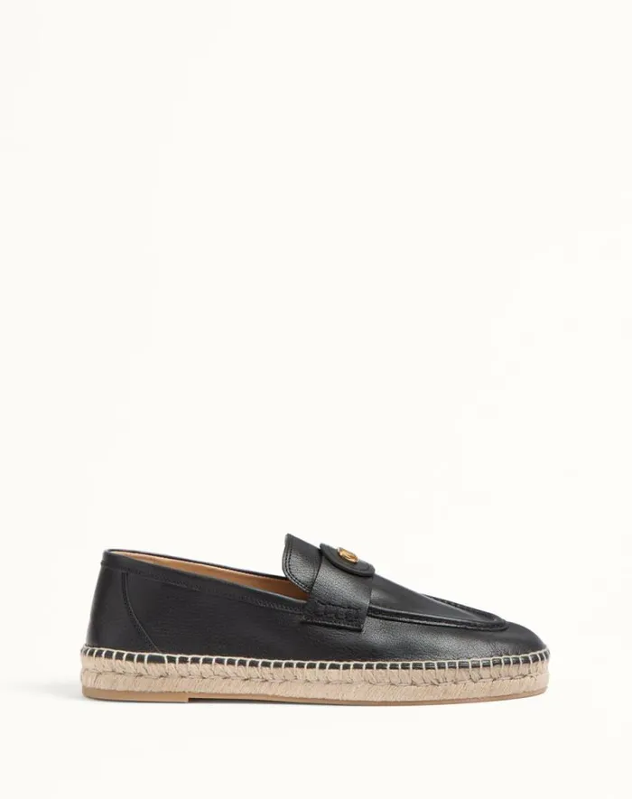 Valentino Sandals Man Palm Avenue Calfskin Loafer For Man In Black Black