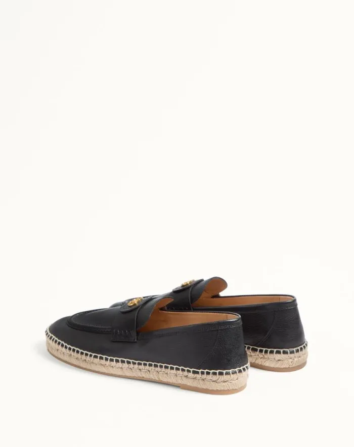 Valentino Sandals Man Palm Avenue Calfskin Loafer For Man In Black Black
