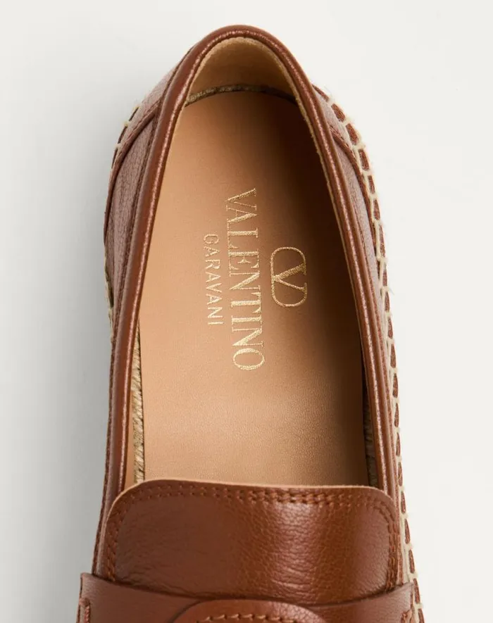 Valentino Sandals Man Palm Avenue Calfskin Loafer For Man In Black Black