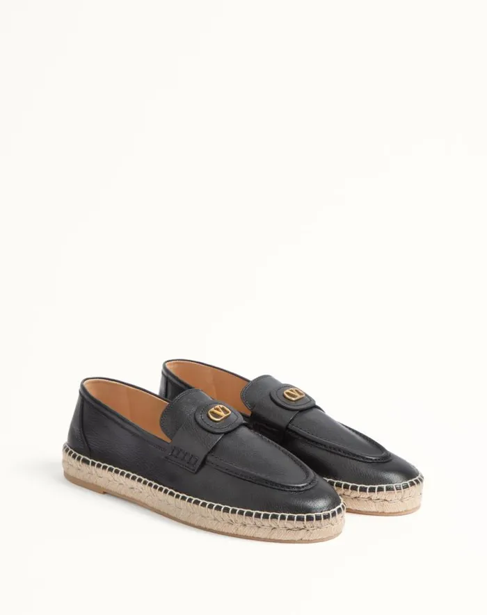 Valentino Sandals Man Palm Avenue Calfskin Loafer For Man In Black Black