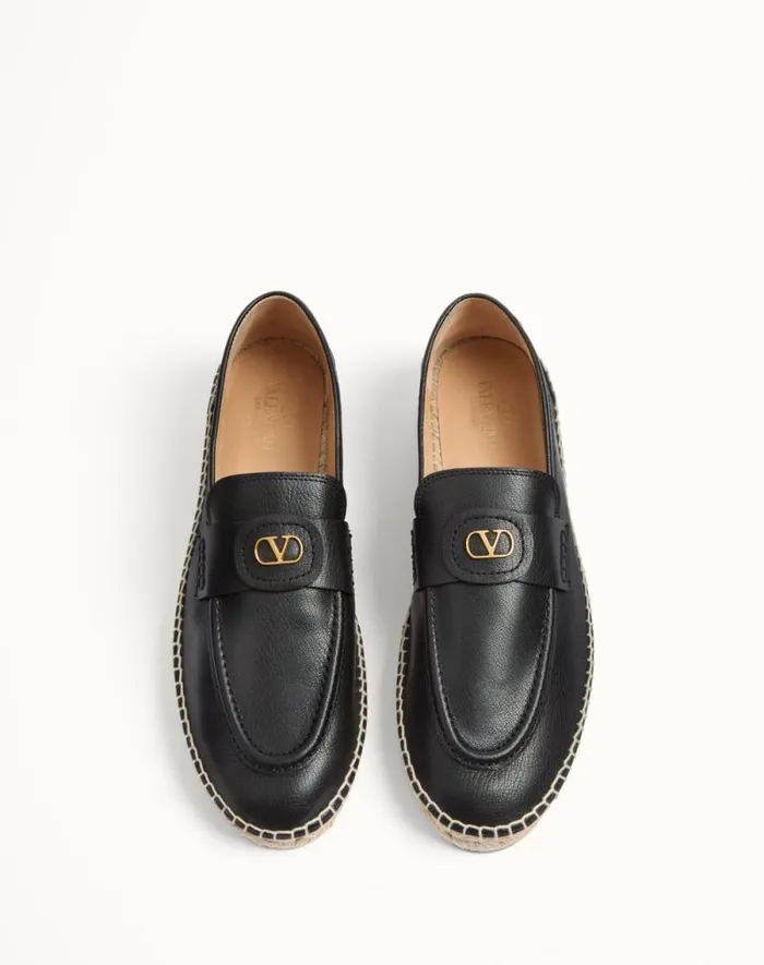 Valentino Sandals Man Palm Avenue Calfskin Loafer For Man In Black Black