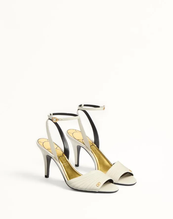 Valentino Sandals Woman Ladycrush Sandal In Kidskin 85mm For Woman In Ivory Ivory Valentino Sandals Woman Ladycrush Sandal In Kidskin 85mm For Woman In Ivory Ivory