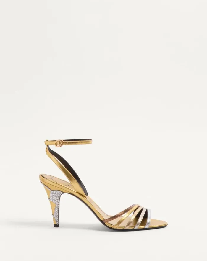 Valentino Sandals Woman Ladycrush Sandal In Laminated Nappa With Crystals 85mm For Woman In Multicolor Multicolor Valentino Sandals Woman Ladycrush Sandal In Laminated Nappa With Crystals 85mm For Woman In Multicolor Multicolor