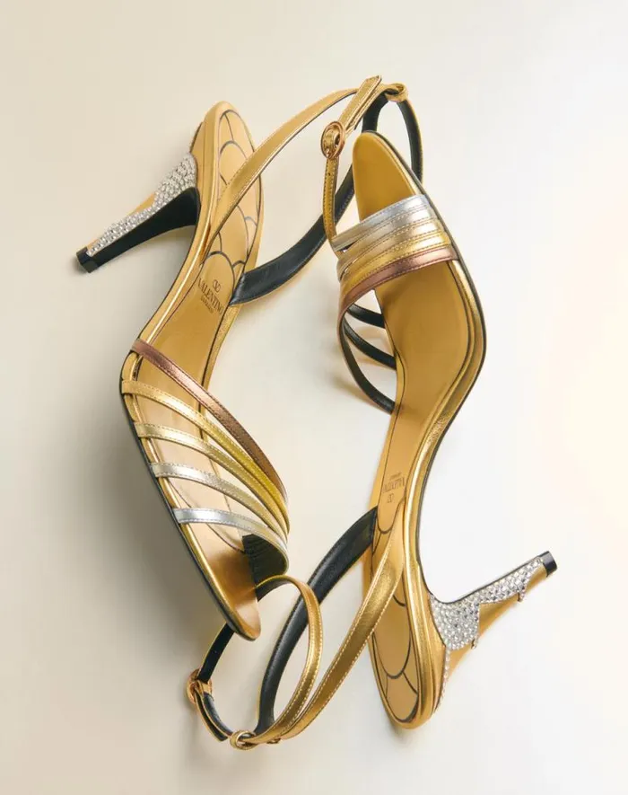 Valentino Sandals Woman Ladycrush Sandal In Laminated Nappa With Crystals 85mm For Woman In Multicolor Multicolor Valentino Sandals Woman Ladycrush Sandal In Laminated Nappa With Crystals 85mm For Woman In Multicolor Multicolor