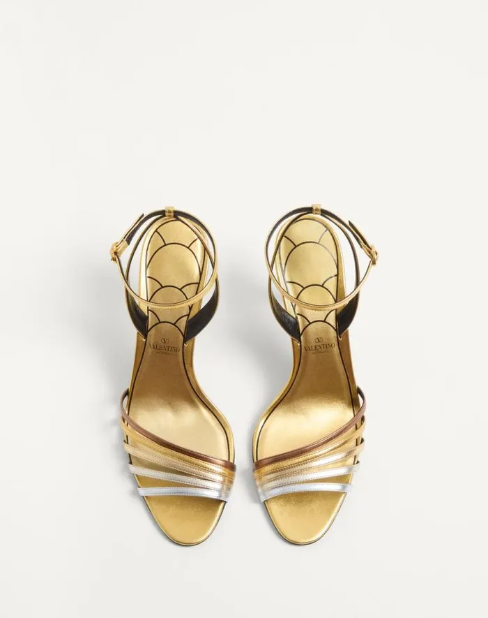 Valentino Sandals Woman Ladycrush Sandal In Laminated Nappa With Crystals 85mm For Woman In Multicolor Multicolor Valentino Sandals Woman Ladycrush Sandal In Laminated Nappa With Crystals 85mm For Woman In Multicolor Multicolor