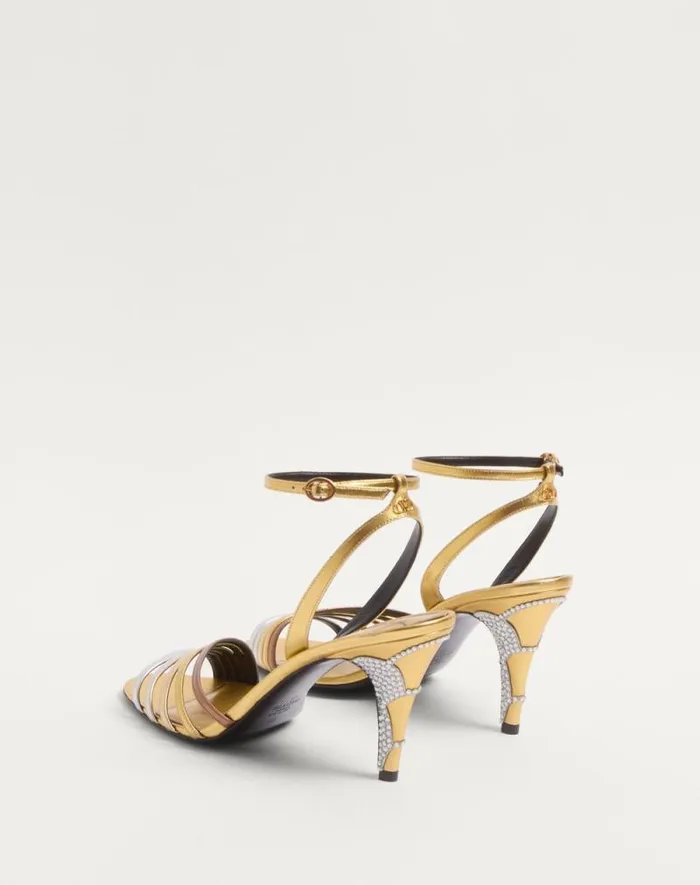 Valentino Sandals Woman Ladycrush Sandal In Laminated Nappa With Crystals 85mm For Woman In Multicolor Multicolor Valentino Sandals Woman Ladycrush Sandal In Laminated Nappa With Crystals 85mm For Woman In Multicolor Multicolor