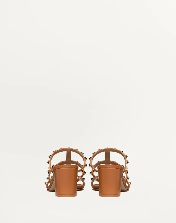 Valentino Sandals Woman Rockstud Calfskin Leather Slide Sandal 60 Mm For Woman In Light Ivory Light Ivory
