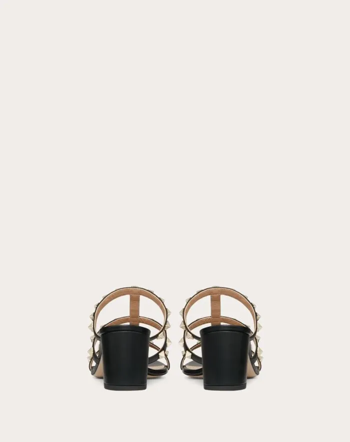 Valentino Sandals Woman Rockstud Calfskin Leather Slide Sandal 60 Mm For Woman In Light Ivory Light Ivory
