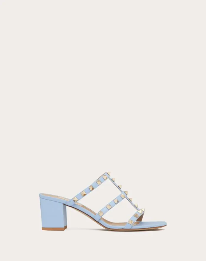 Valentino Sandals Woman Rockstud Calfskin Leather Slide Sandal 60 Mm For Woman In Light Ivory Light Ivory