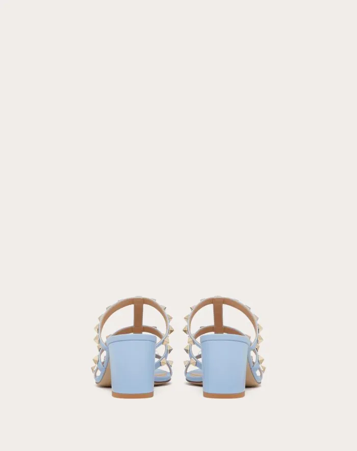 Valentino Sandals Woman Rockstud Calfskin Leather Slide Sandal 60 Mm For Woman In Light Ivory Light Ivory