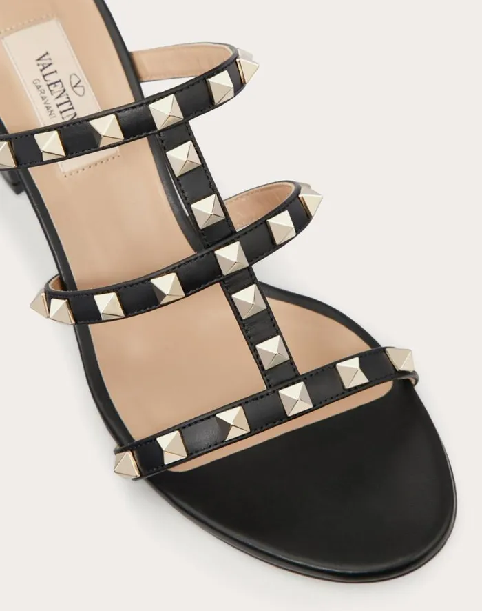 Valentino Sandals Woman Rockstud Calfskin Leather Slide Sandal 60 Mm For Woman In Light Ivory Light Ivory