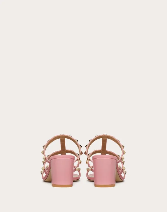 Valentino Sandals Woman Rockstud Calfskin Leather Slide Sandal 60 Mm For Woman In Light Ivory Light Ivory