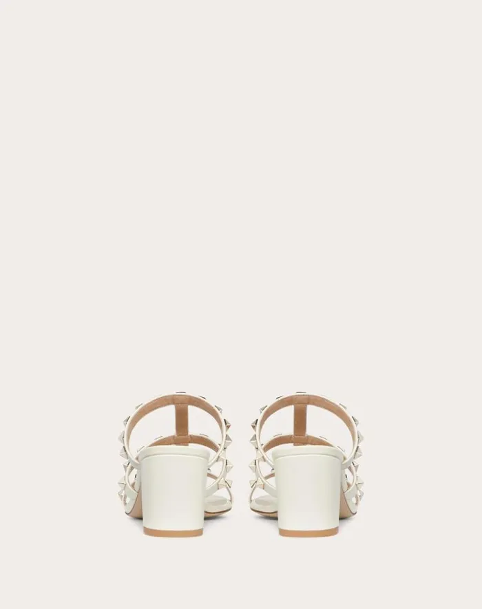 Valentino Sandals Woman Rockstud Calfskin Leather Slide Sandal 60 Mm For Woman In Light Ivory Light Ivory