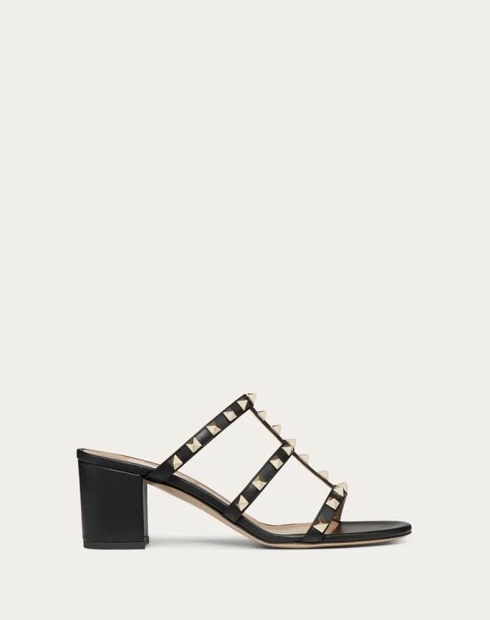 Valentino Sandals Woman Rockstud Calfskin Leather Slide Sandal 60 Mm For Woman In Poudre Poudre Valentino Sandals Woman Rockstud Calfskin Leather Slide Sandal 60 Mm For Woman In Poudre Poudre