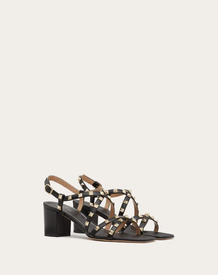 Valentino Sandals Woman Rockstud Calfskin Sandal With Straps 60mm For Woman In Light Ivory Light Ivory