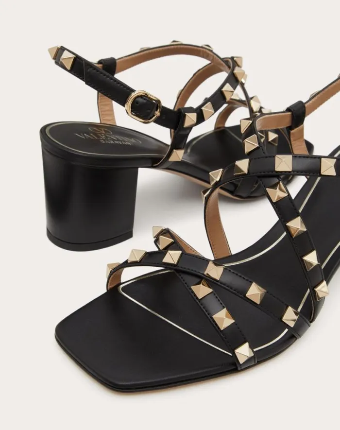 Valentino Sandals Woman Rockstud Calfskin Sandal With Straps 60mm For Woman In Light Ivory Light Ivory