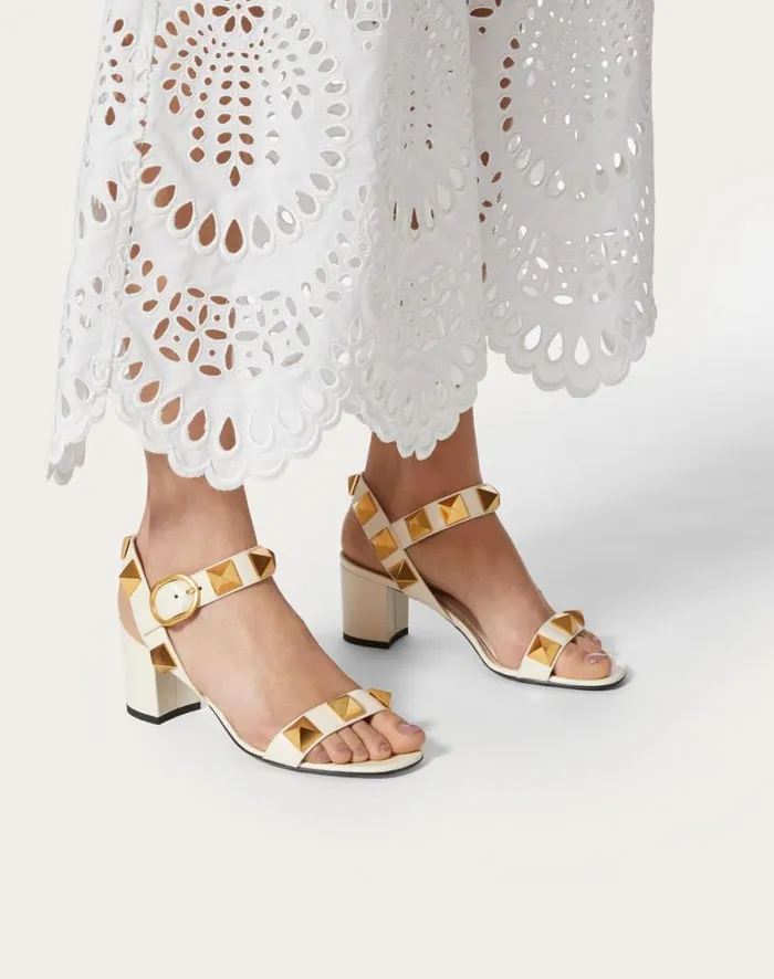 Valentino Sandals Woman Roman Stud Calfskin Sandal 60 Mm For Woman In Light Ivory Light Ivory Valentino Sandals Woman Roman Stud Calfskin Sandal 60 Mm For Woman In Light Ivory Light Ivory