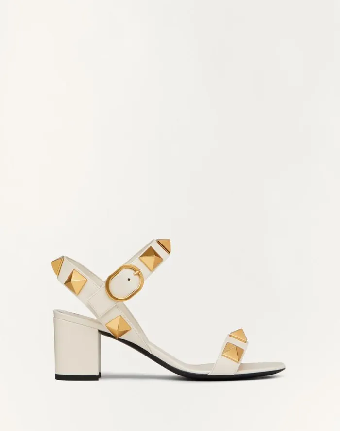 Valentino Sandals Woman Roman Stud Calfskin Sandal 60 Mm For Woman In Light Ivory Light Ivory Valentino Sandals Woman Roman Stud Calfskin Sandal 60 Mm For Woman In Light Ivory Light Ivory