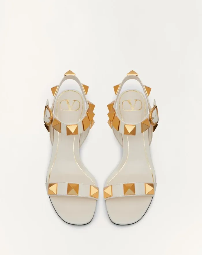 Valentino Sandals Woman Roman Stud Calfskin Sandal 60 Mm For Woman In Light Ivory Light Ivory Valentino Sandals Woman Roman Stud Calfskin Sandal 60 Mm For Woman In Light Ivory Light Ivory