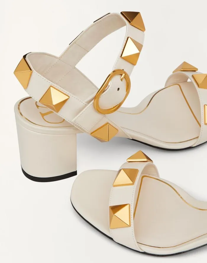 Valentino Sandals Woman Roman Stud Calfskin Sandal 60 Mm For Woman In Light Ivory Light Ivory Valentino Sandals Woman Roman Stud Calfskin Sandal 60 Mm For Woman In Light Ivory Light Ivory