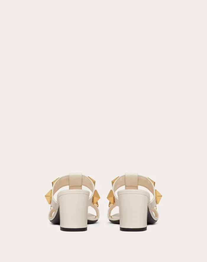 Valentino Sandals Woman Roman Stud Calfskin Slide Sandal 60 Mm For Woman In Light Ivory Light Ivory