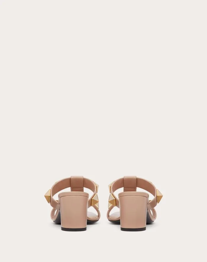 Valentino Sandals Woman Roman Stud Calfskin Slide Sandal 60 Mm For Woman In Light Ivory Light Ivory