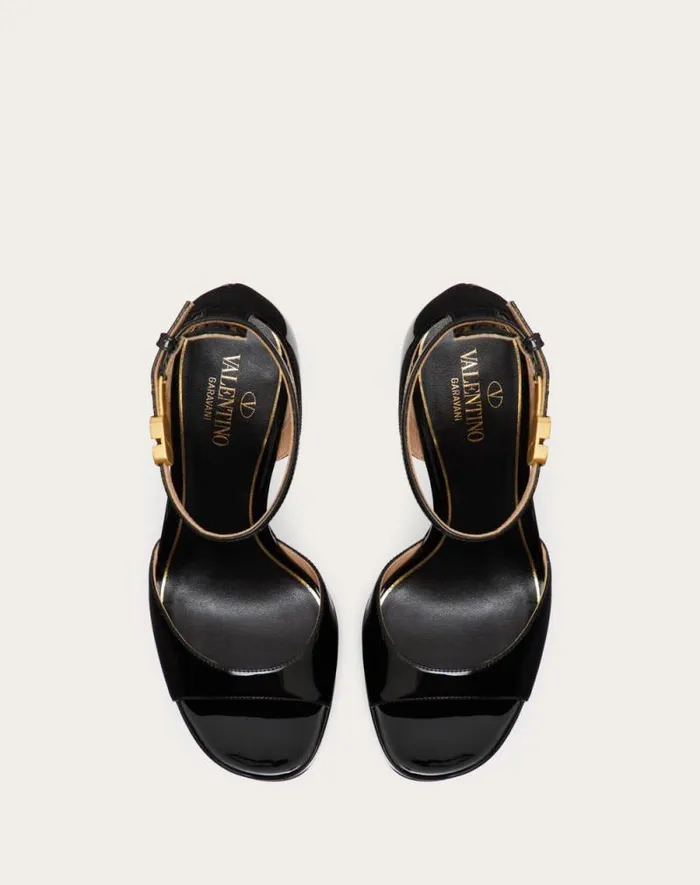 Valentino Sandals Woman Valentino Garavani Tango Patent Leather Platform Sandal 155mm For Woman In Black Black