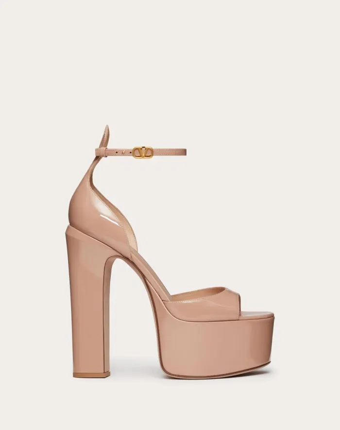 Valentino Sandals Woman Valentino Garavani Tango Patent Leather Platform Sandal 155mm For Woman In Black Black