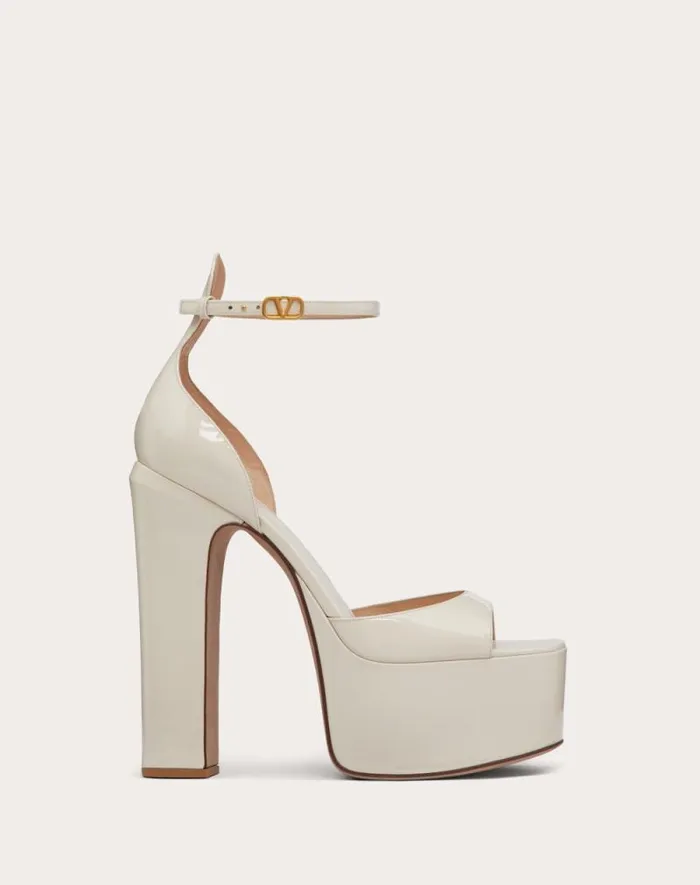 Valentino Sandals Woman Valentino Garavani Tango Patent Leather Platform Sandal 155mm For Woman In Black Black