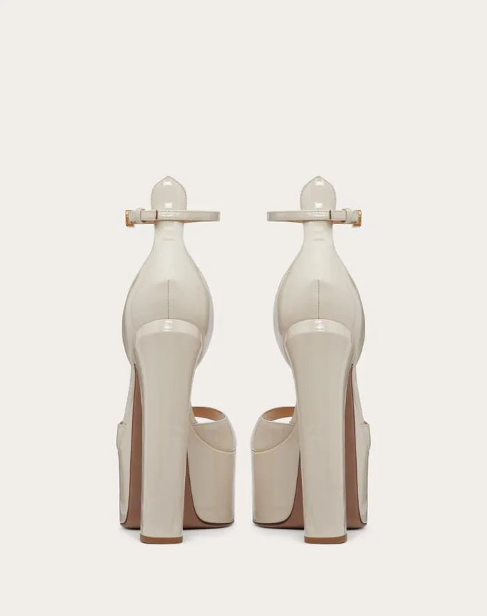 Valentino Sandals Woman Valentino Garavani Tango Patent Leather Platform Sandal 155mm For Woman In Rose Cannelle Rose Cannelle