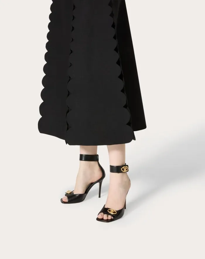 Valentino Sandals Woman Vlogo Locker Calfskin Sandal 105mm For Woman In Black Black Valentino Sandals Woman Vlogo Locker Calfskin Sandal 105mm For Woman In Black Black