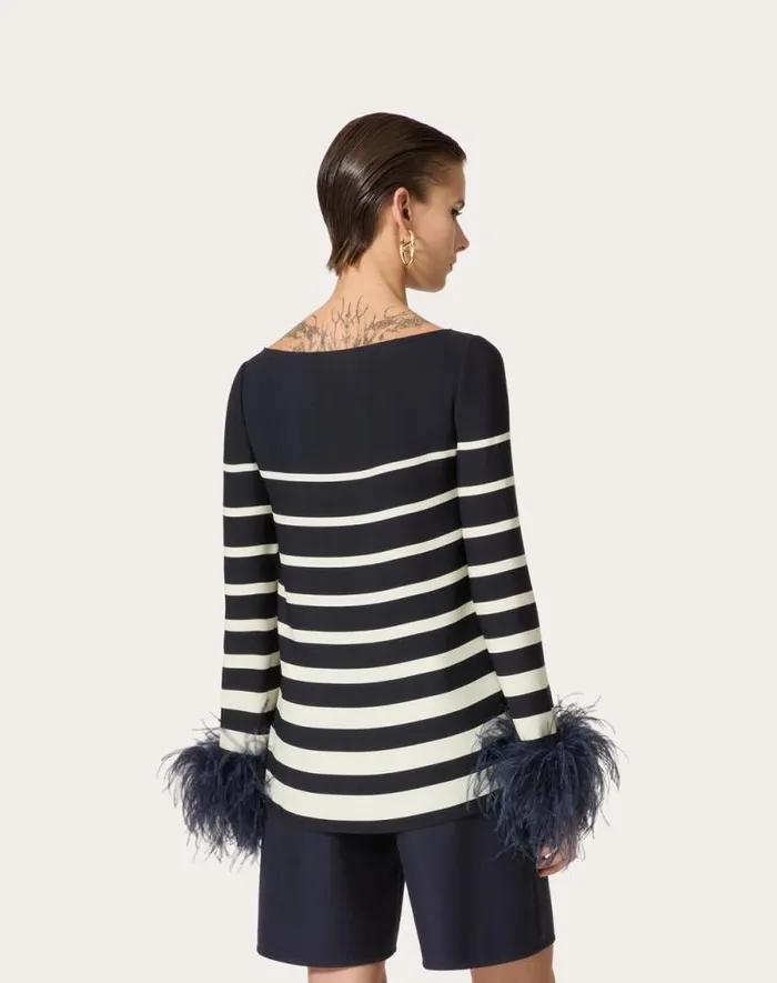Valentino Shirts And Tops Woman Cady Valentino Roomview Top For Woman In Ivorynavy Ivorynavy