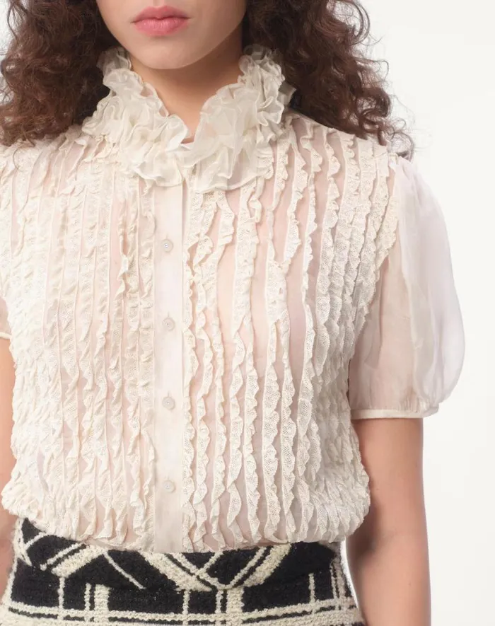 Valentino Shirts And Tops Woman Chiffon Blouse For Woman In Ivory Ivory Valentino Shirts And Tops Woman Chiffon Blouse For Woman In Ivory Ivory