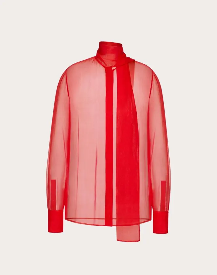 Valentino Shirts And Tops Woman Chiffon Blouse For Woman In Red Red