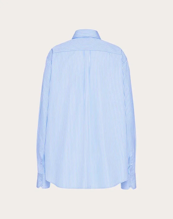 Valentino Shirts And Tops Woman Classic Stripe Popeline Shirt For Woman In Azure Azure