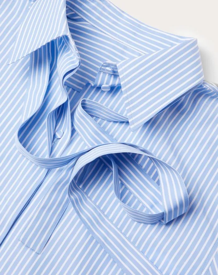 Valentino Shirts And Tops Woman Classic Stripe Popeline Shirt For Woman In Azure Azure