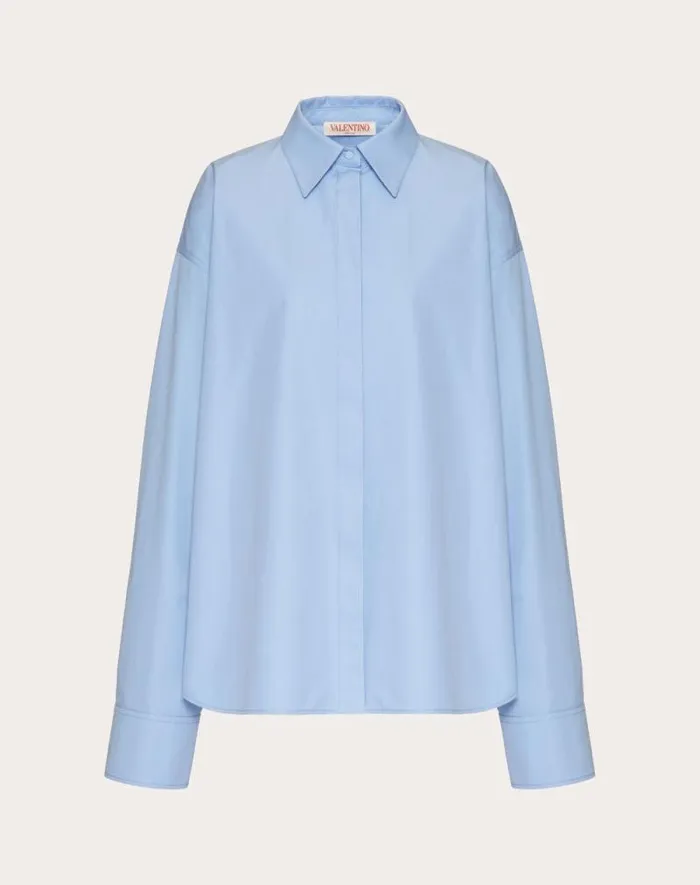 Valentino Shirts And Tops Woman Compact Popeline Blouse For Woman In Iris Liliac Iris Liliac Valentino Shirts And Tops Woman Compact Popeline Blouse For Woman In Iris Liliac Iris Liliac
