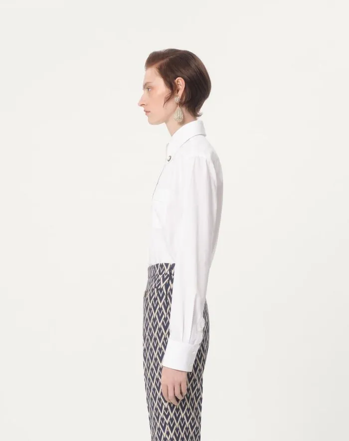 Valentino Shirts And Tops Woman Cotton Popeline Shirt For Woman In Optic White Optic White Valentino Shirts And Tops Woman Cotton Popeline Shirt For Woman In Optic White Optic White