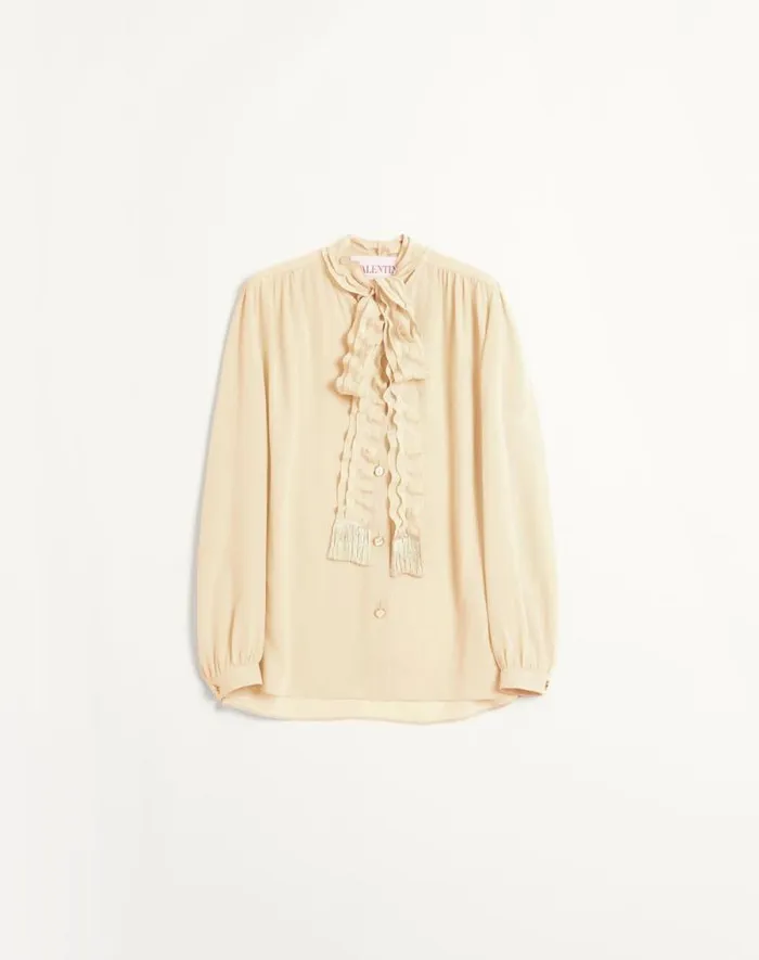 Valentino Shirts And Tops Woman Crepe De Chine Shirt For Woman In Beige Beige Valentino Shirts And Tops Woman Crepe De Chine Shirt For Woman In Beige Beige