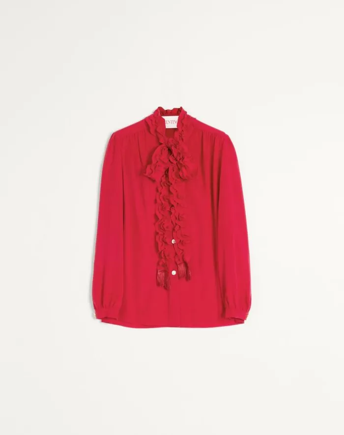 Valentino Shirts And Tops Woman Crepe De Chine Shirt For Woman In Beige Beige Valentino Shirts And Tops Woman Crepe De Chine Shirt For Woman In Beige Beige