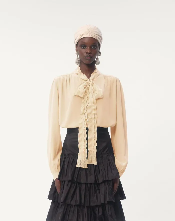 Valentino Shirts And Tops Woman Crepe De Chine Shirt For Woman In Beige Beige Valentino Shirts And Tops Woman Crepe De Chine Shirt For Woman In Beige Beige