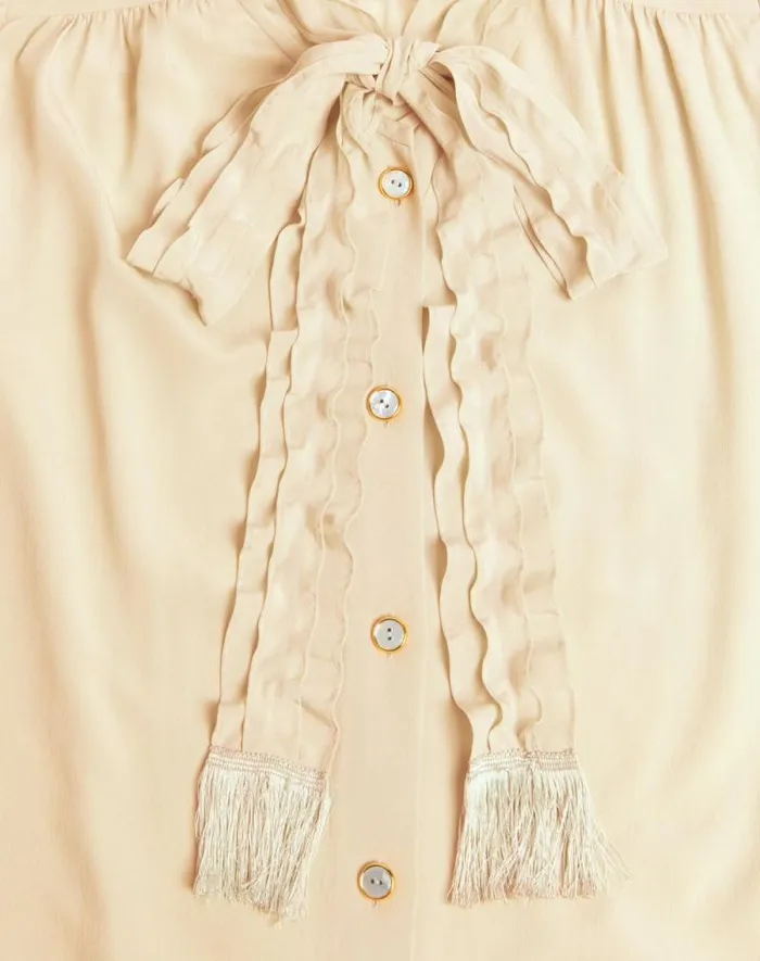 Valentino Shirts And Tops Woman Crepe De Chine Shirt For Woman In Beige Beige Valentino Shirts And Tops Woman Crepe De Chine Shirt For Woman In Beige Beige