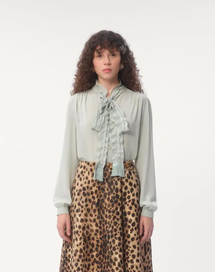Valentino Shirts And Tops Woman Crepe De Chine Shirt For Woman In Beige Beige Valentino Shirts And Tops Woman Crepe De Chine Shirt For Woman In Beige Beige