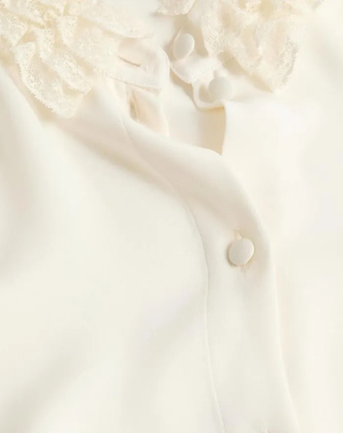 Valentino Shirts And Tops Woman Georgette Blouse For Woman In Blackivory Blackivory