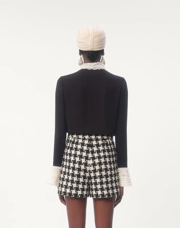 Valentino Shirts And Tops Woman Georgette Blouse For Woman In Blackivory Blackivory