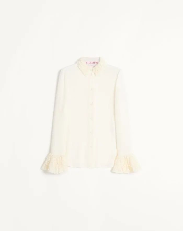 Valentino Shirts And Tops Woman Georgette Blouse For Woman In Blackivory Blackivory