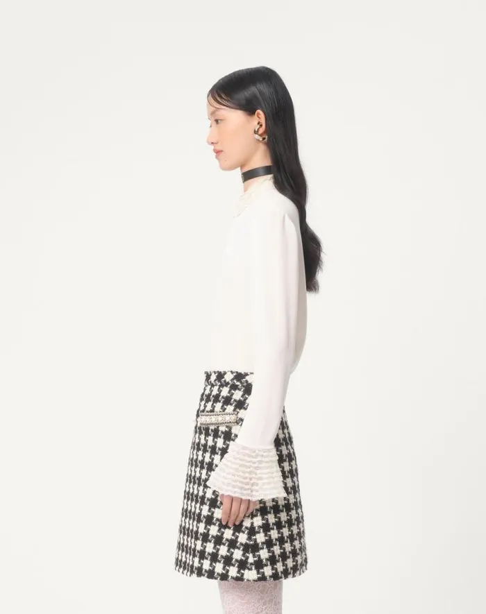 Valentino Shirts And Tops Woman Georgette Blouse For Woman In Blackivory Blackivory