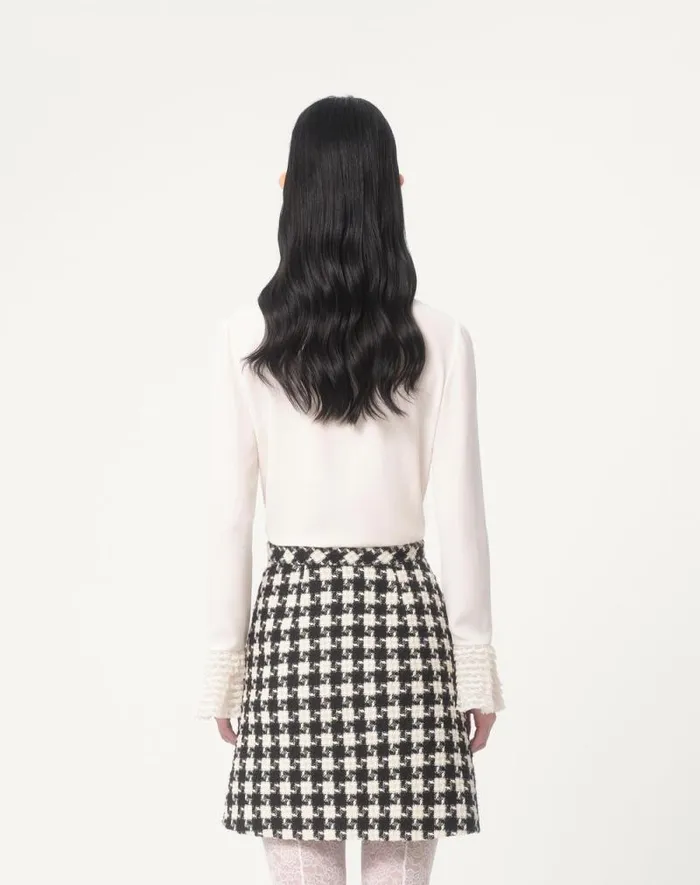 Valentino Shirts And Tops Woman Georgette Blouse For Woman In Blackivory Blackivory