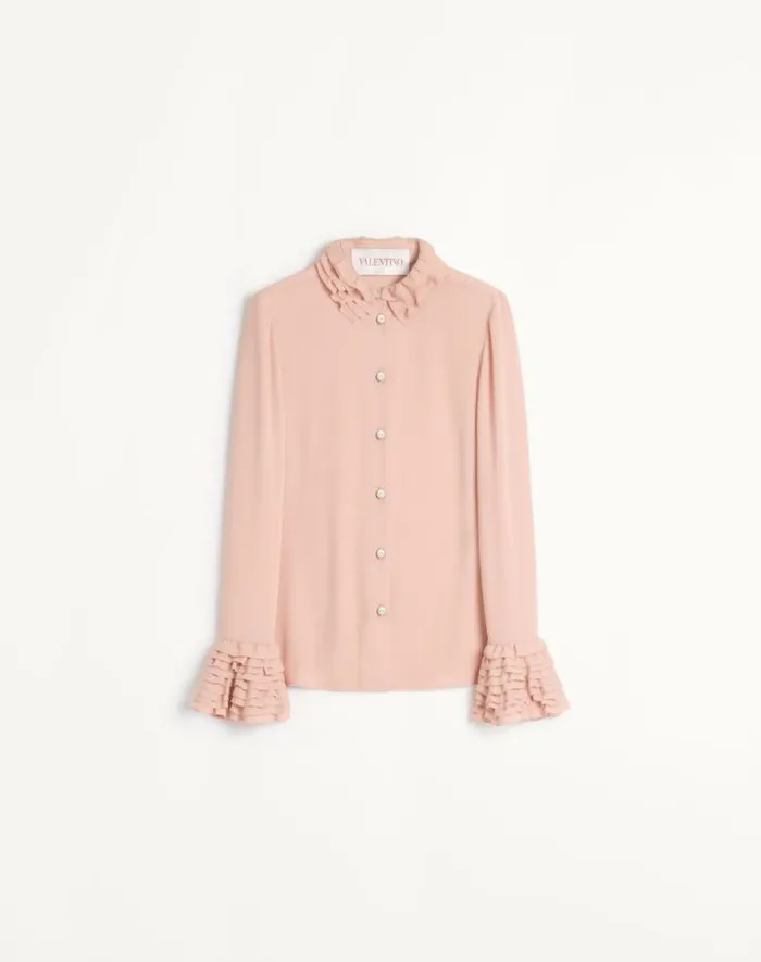 Valentino Shirts And Tops Woman Georgette Blouse For Woman In Rose Mist Rose Mist