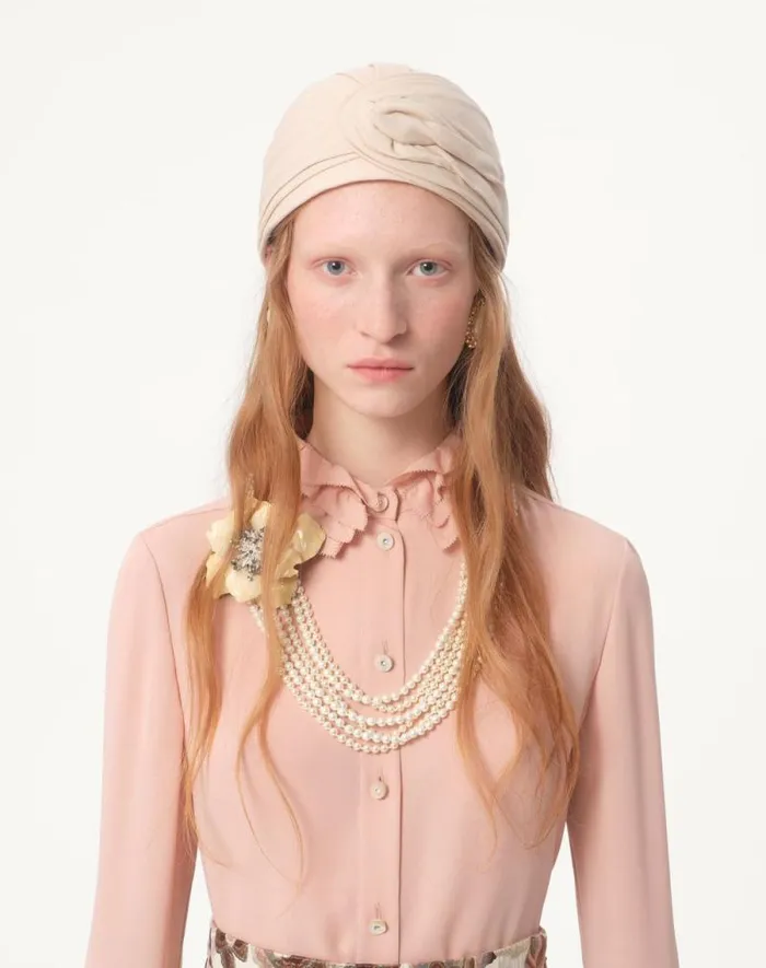 Valentino Shirts And Tops Woman Georgette Blouse For Woman In Rose Mist Rose Mist
